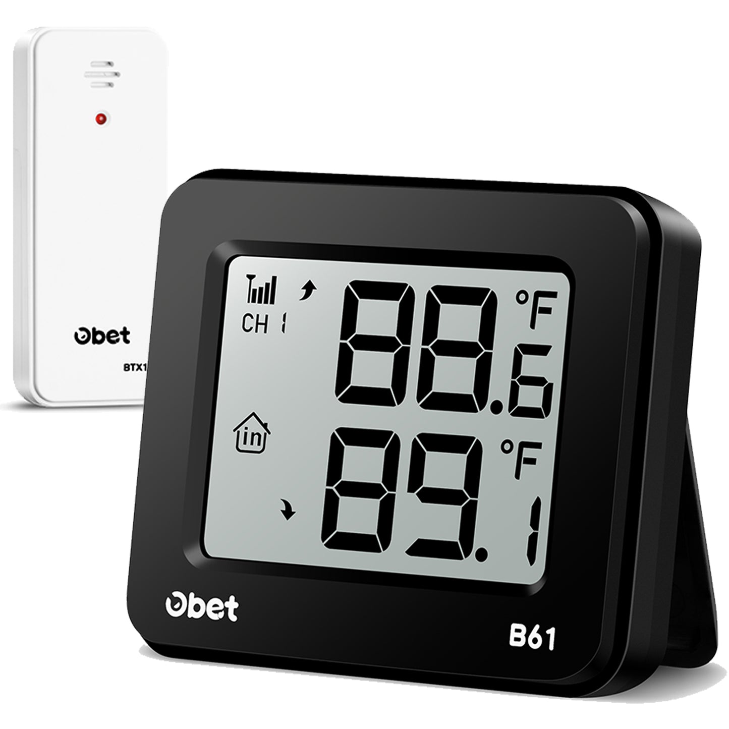 Outdoor Thermometer Wireless Indoor Outdoor Digital Thermometer Greenhouse Thermometer Remote Temperature Monitor for House Home Room Patio B61-Black Brand: OBET